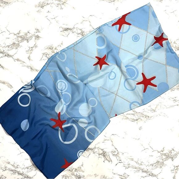Vintage Accessories - New Vintage Blue & Red Nautical Flag Square Scarf